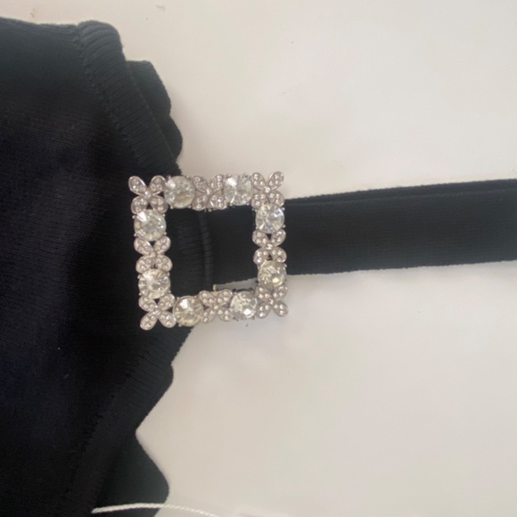 Black Knit Crop Top or Tank With Crystal Detail - Picture 4 of 7